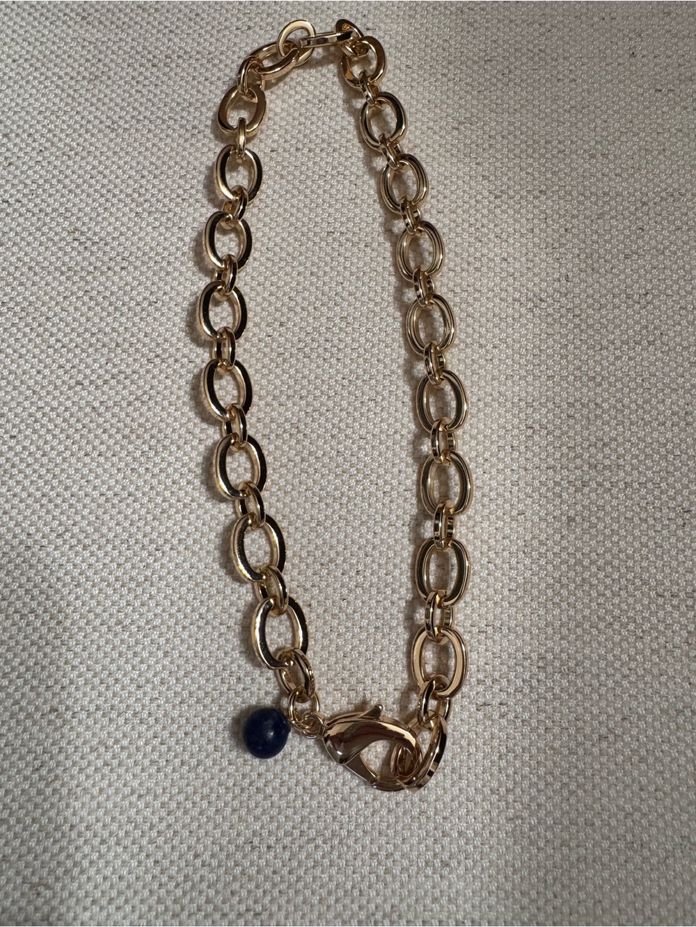 Jane Win Gold Link Necklace with Blue Lapis Charm